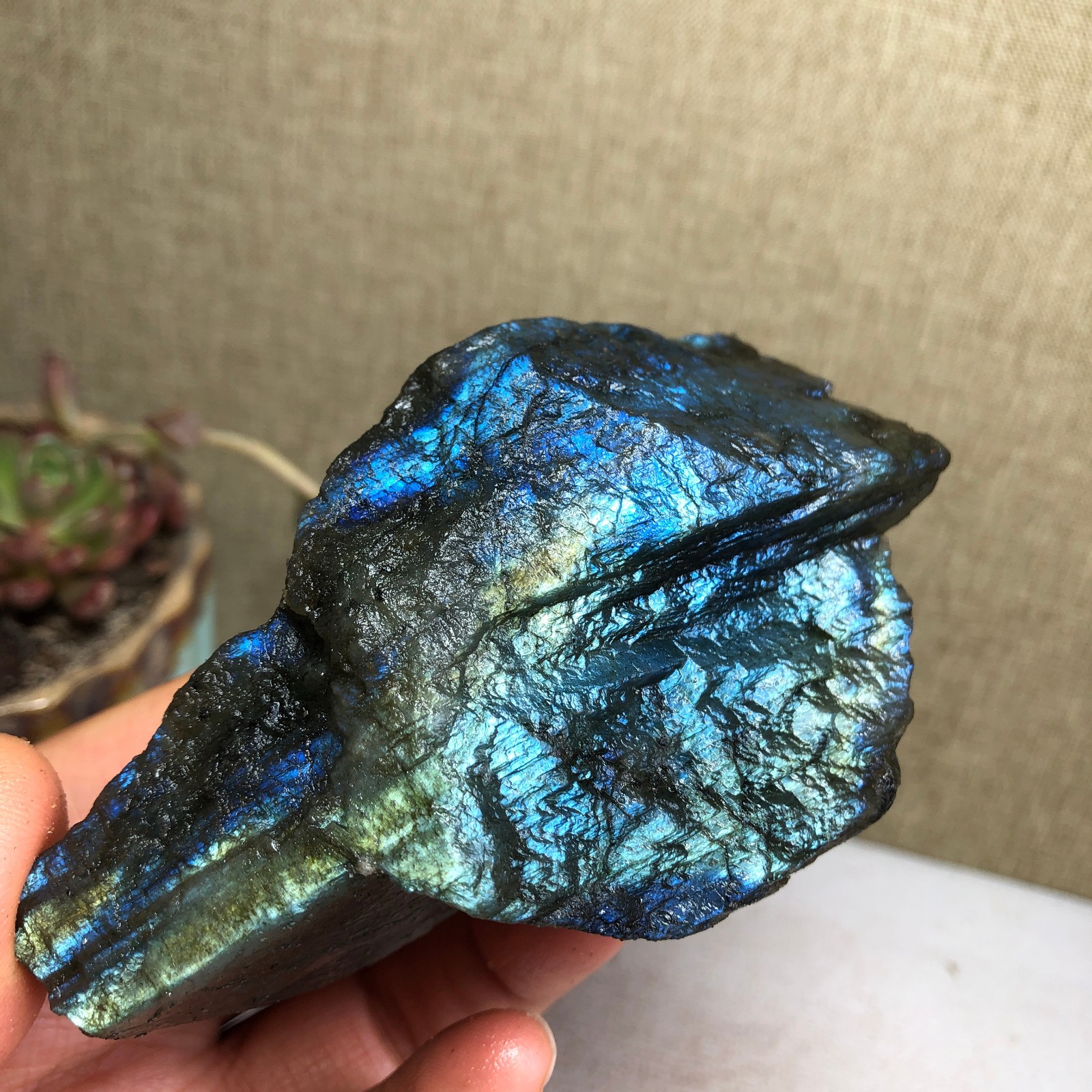 95-44-38mm Natural Labradorite Crystal gemstone Rough Mineral Specimen A4425