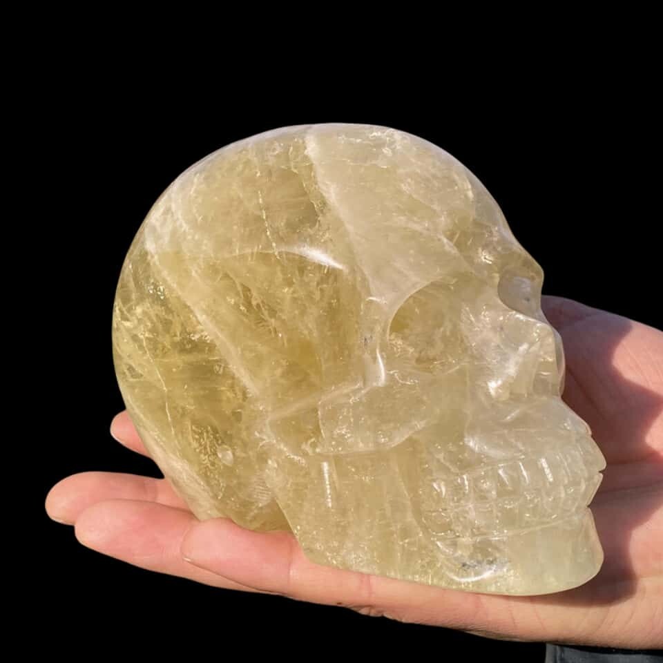 2.99LB Natural Citrine Quartz Skull Carved Crystal Skull Healing Decor 1pc