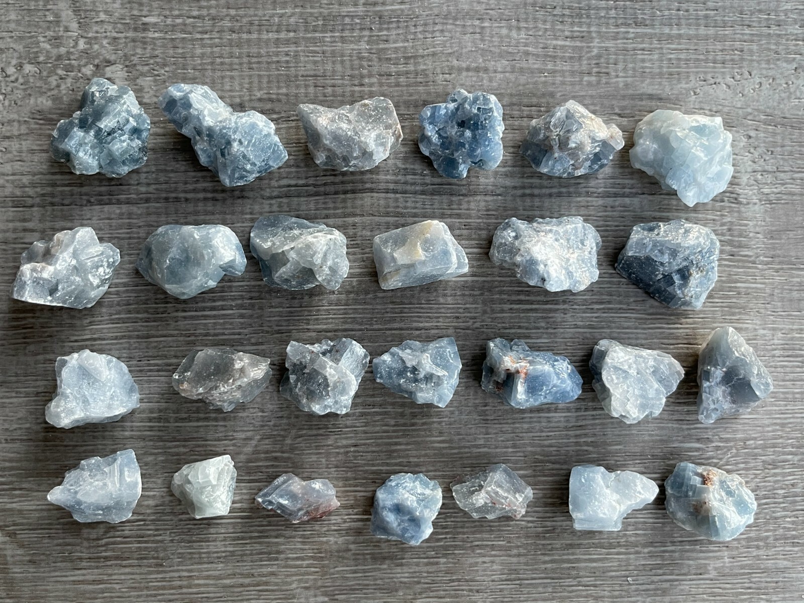 Small Blue Calcite Rough Stones, 0.75″-1.25″ Raw Calcite Blue Chips, Bulk Lot