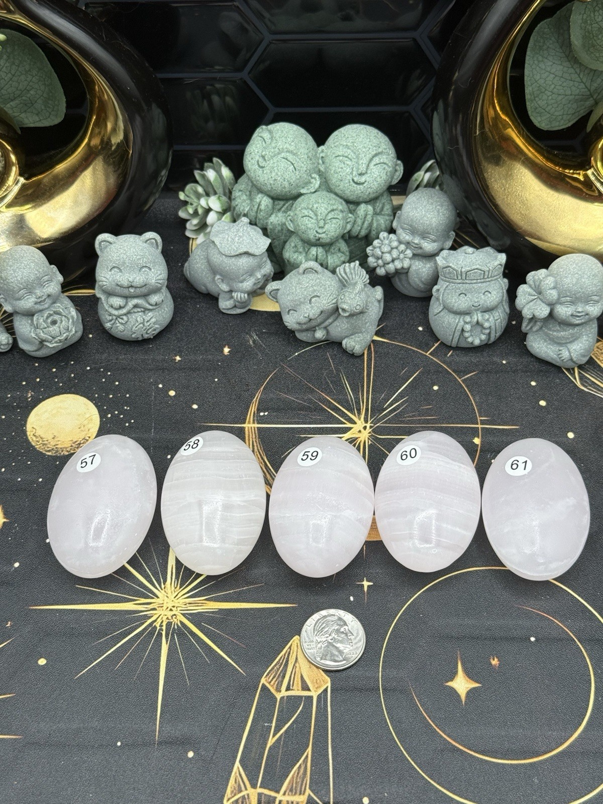 Natural Pink Mangano Calcite Palmstones UV Free shipping
