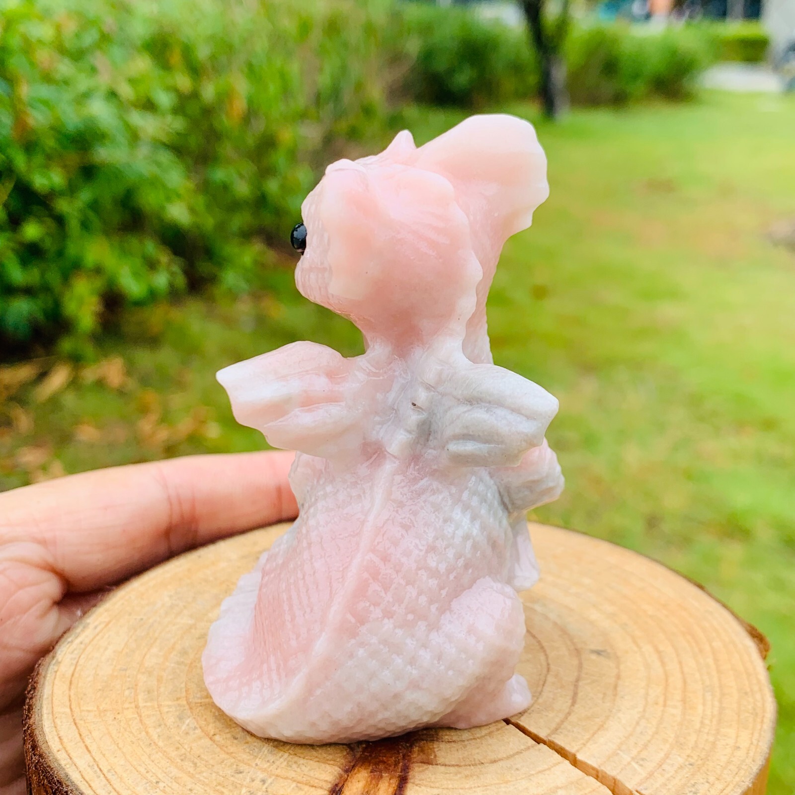 Natural pink opal Carved pterosaur Quartz Crystal Reiki Healing Gift random del