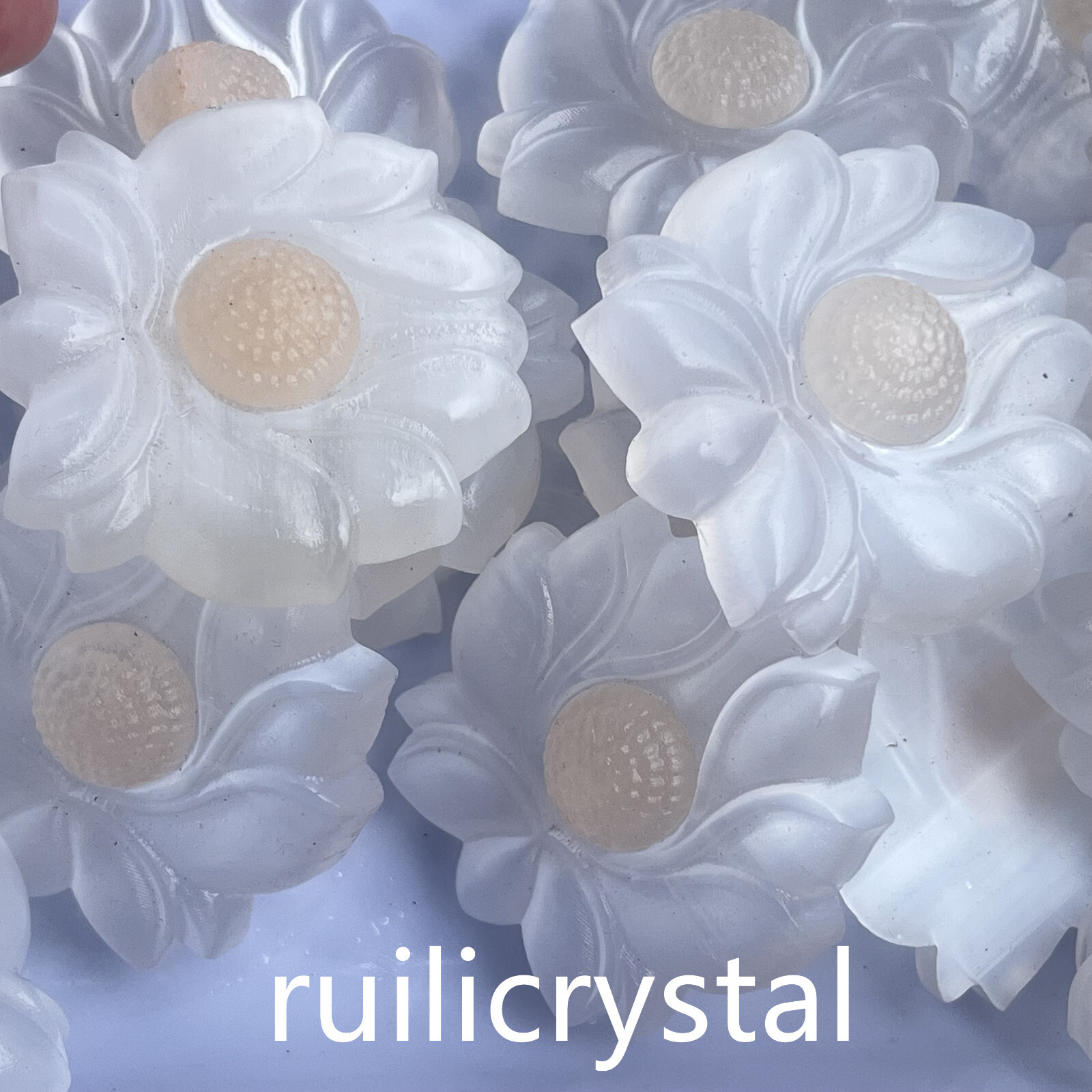 3 ” Natural Gypsum Quartz Hand Carved flower Skull Crystal Healing 1pc