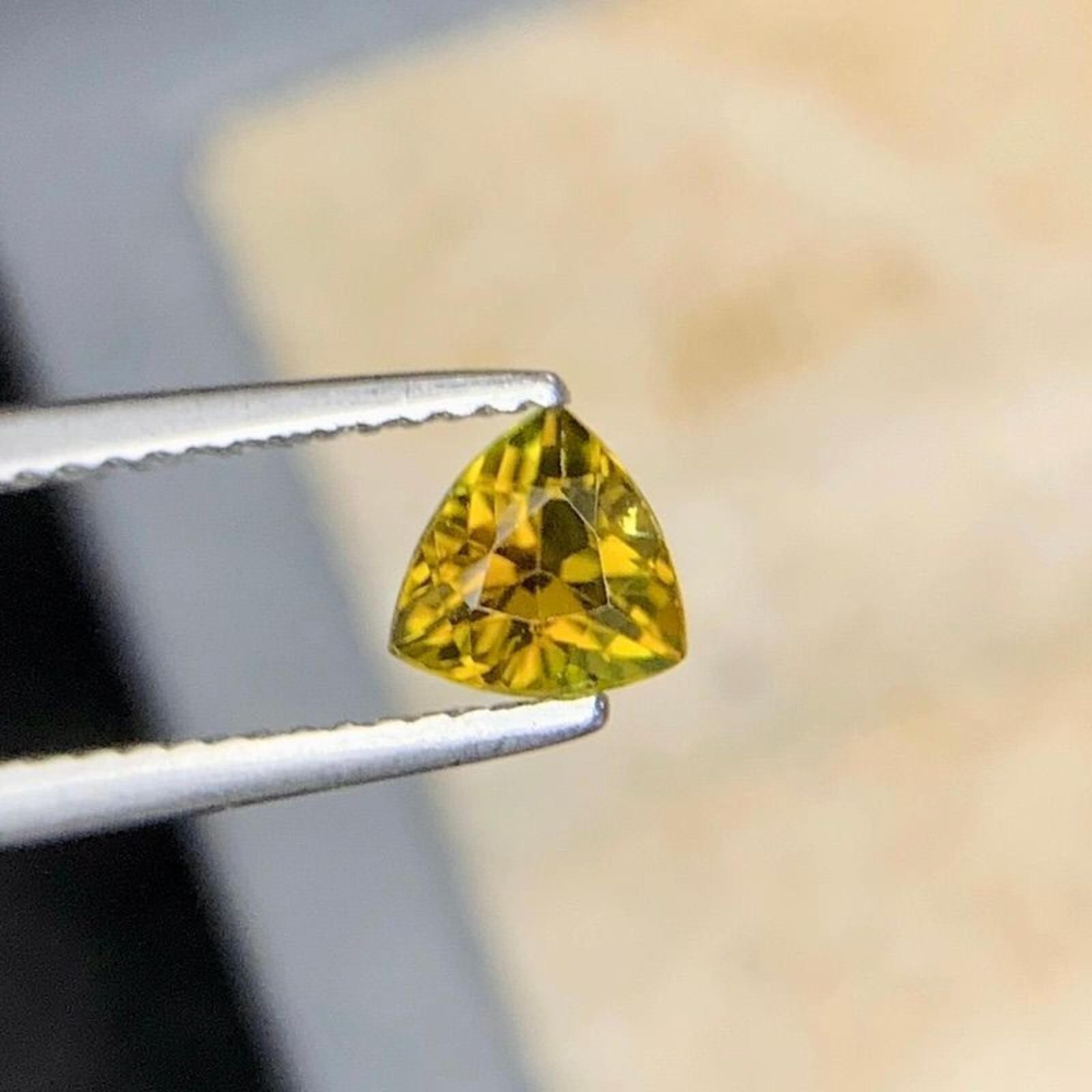 DARK YELLOWISH GREEN TOURMALINE TRILLION 100% NATURAL UNHEATED MOZAMBIQUE