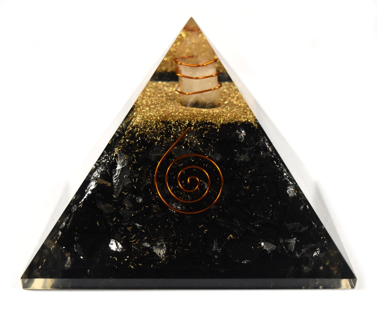 Huge 98mm Black Shungite Orgonite Orgone Pyramid Energy Reiki Charged Generator