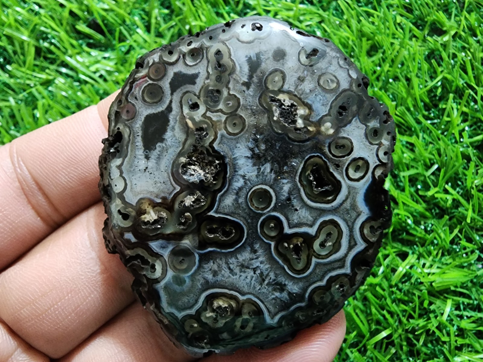 Rare Banded Slice Agate Druzy Crystal Polished 186ct Geode Slab Gemstone Jewelry