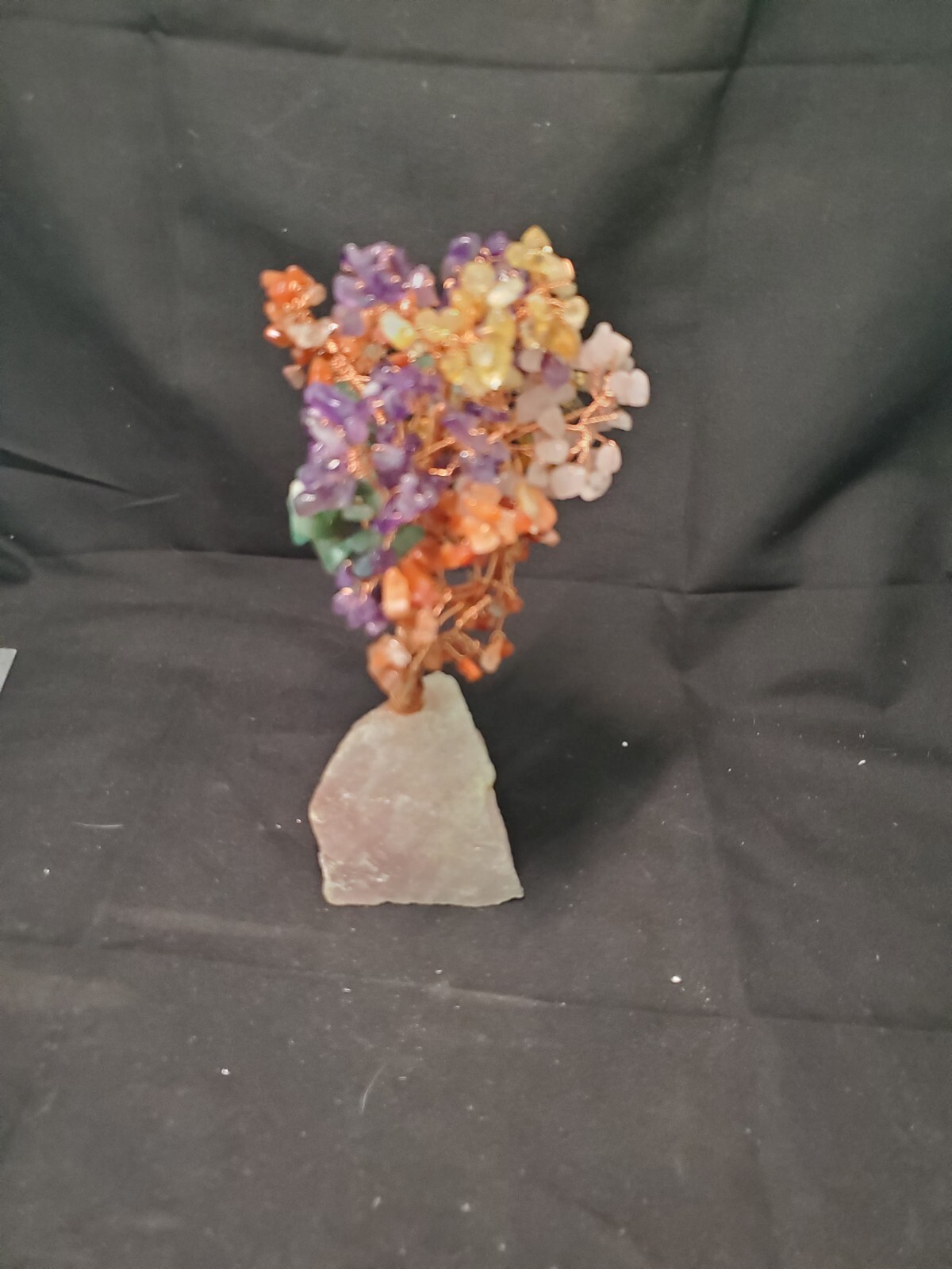 Bonsai Tree of Life Natural Multi Gemstone Quartz Base 8″ Copper Trunk Branches