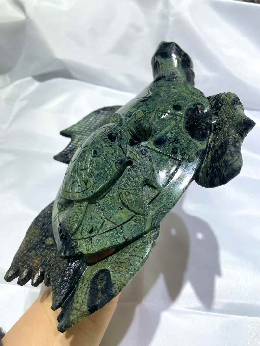 1pc Natural kambaba jasper Quartz Carved sea turtle skull Crystal Reiki Decor