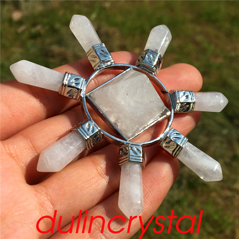 1x Natural clear quartz crystal Energy emitter obelisk seven chakras tower point
