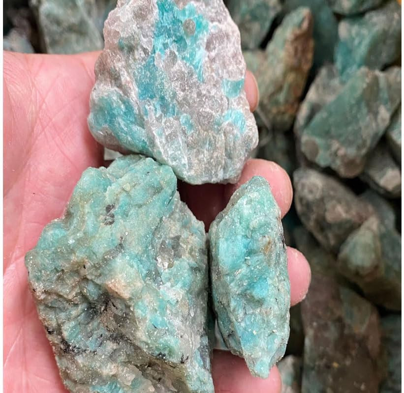 Amazonite Crystal Rough Rocks 2 Lb Bulk Natural Quartz Raw Gemstones for Arts, C