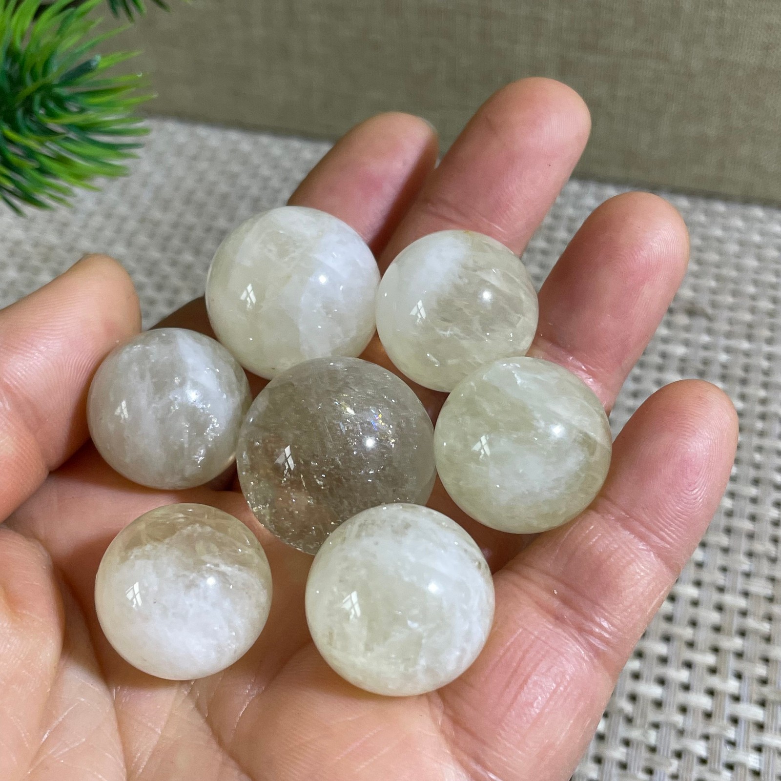 7pcs 80g Natural Yellow crystal ball Quartz Citrine sphere Mineral healing