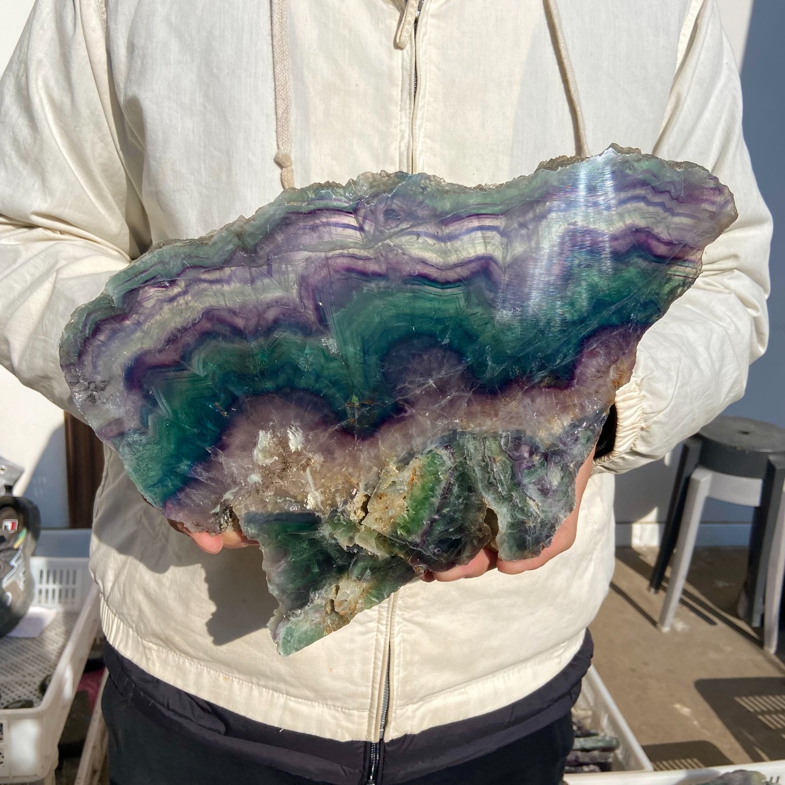 6.7lb Natural Colourful Fluorite Crystal slices Rough stone specimens Healing