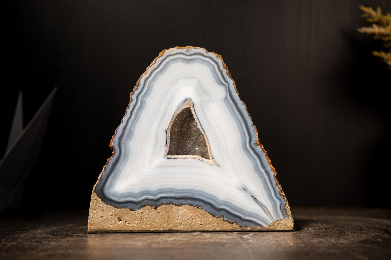 Rare Blue & White Lace Agate Geode with Galaxy Druzy Cave, Collection Grade 7 Lb