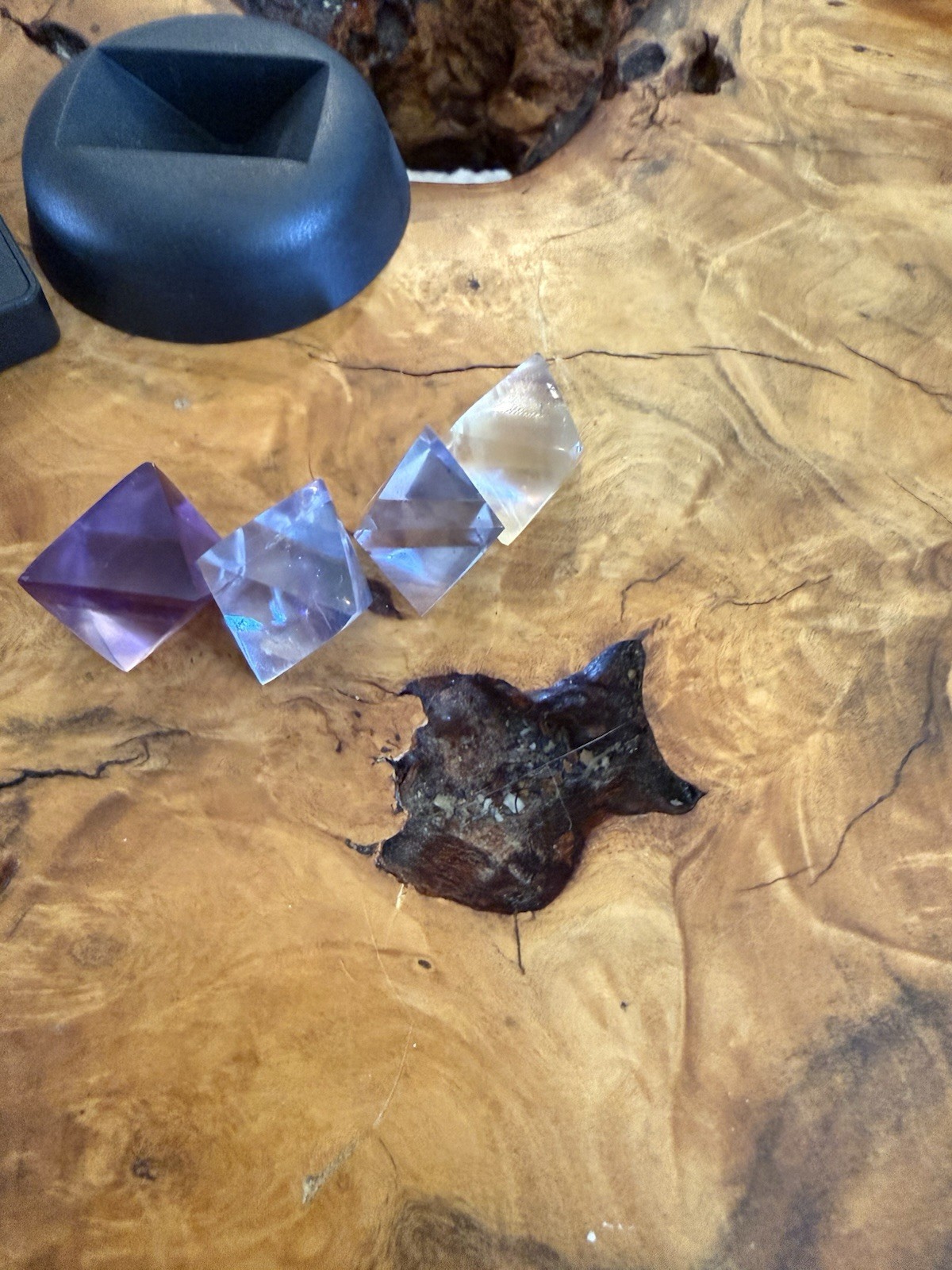 Set of 4 Fluorite Cleved Crystal Mineral Specimen Polished