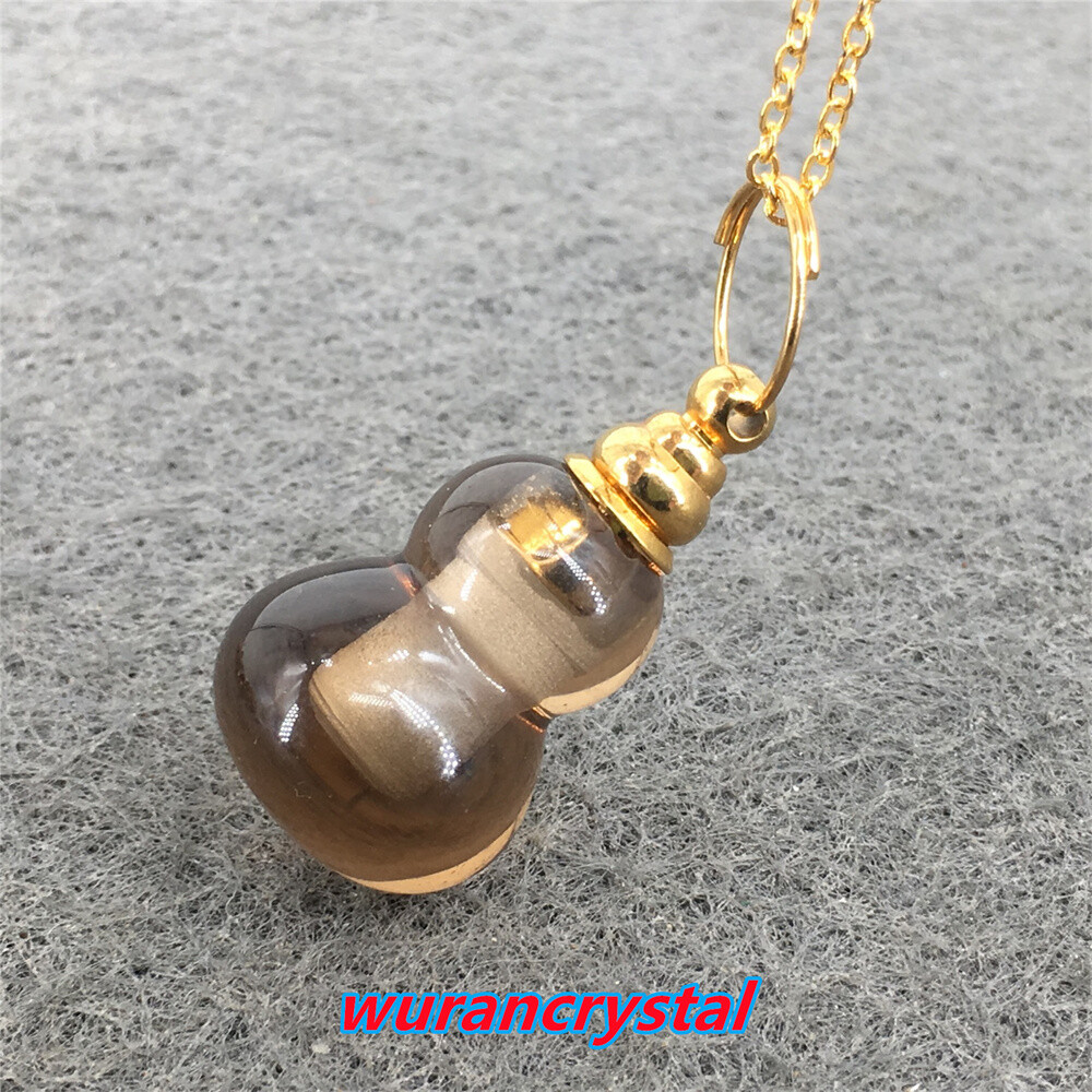 1pc Natural Smoky quartz crystal gourd Perfume bottles pendant healing reiki