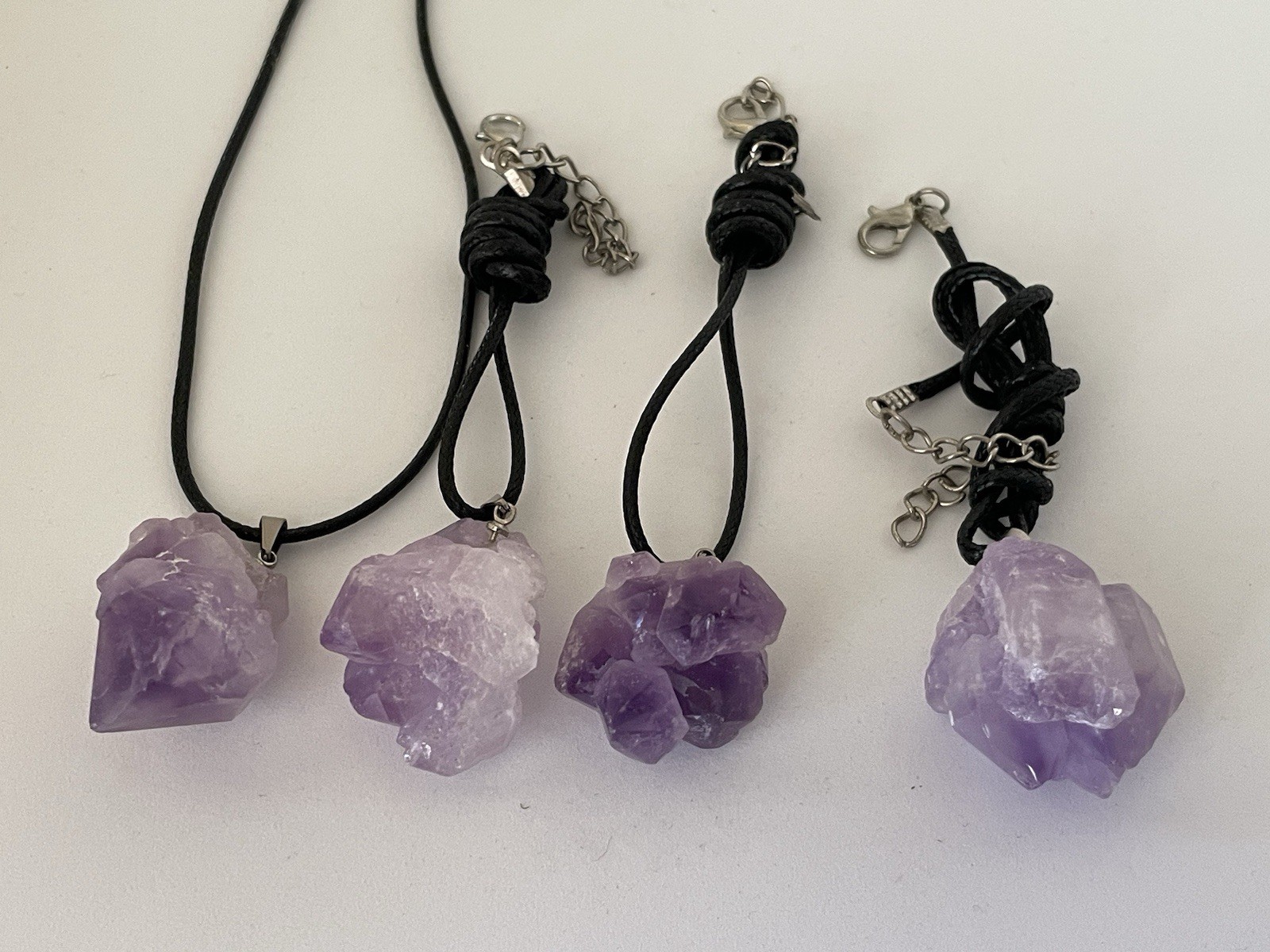 Amethyst Crystal/Gemstone Cluster Necklace 18 Rope (Price For 1)