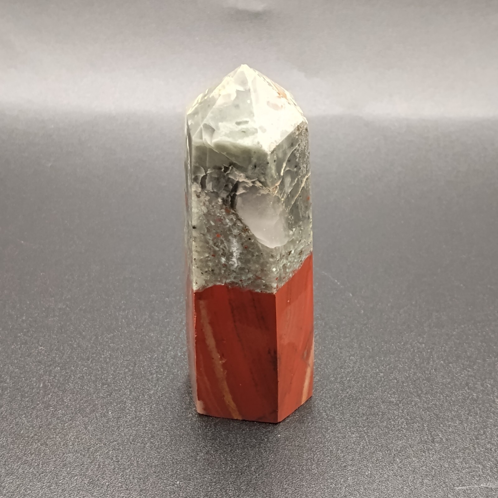 Gorgeous Red/Grey Split 3″ Jasper Tower.