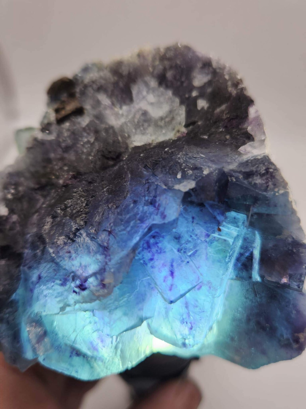 Beautiful 218 Gr Sparkly Purple blue green Cubic Fluorite Crystal Mineral