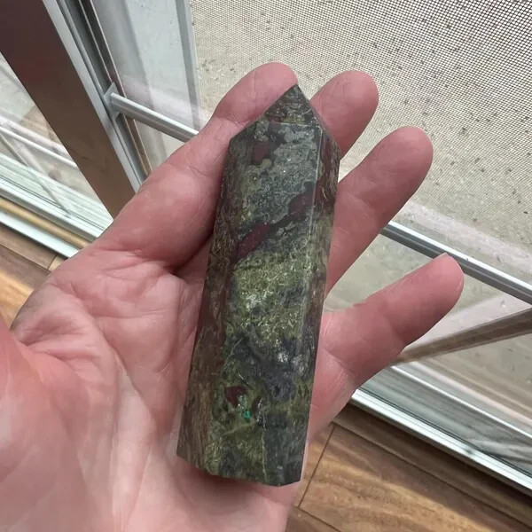 Natural Dragon Bloodstone Crystal Tower Point Wands Healing Obelisk Decor Gift