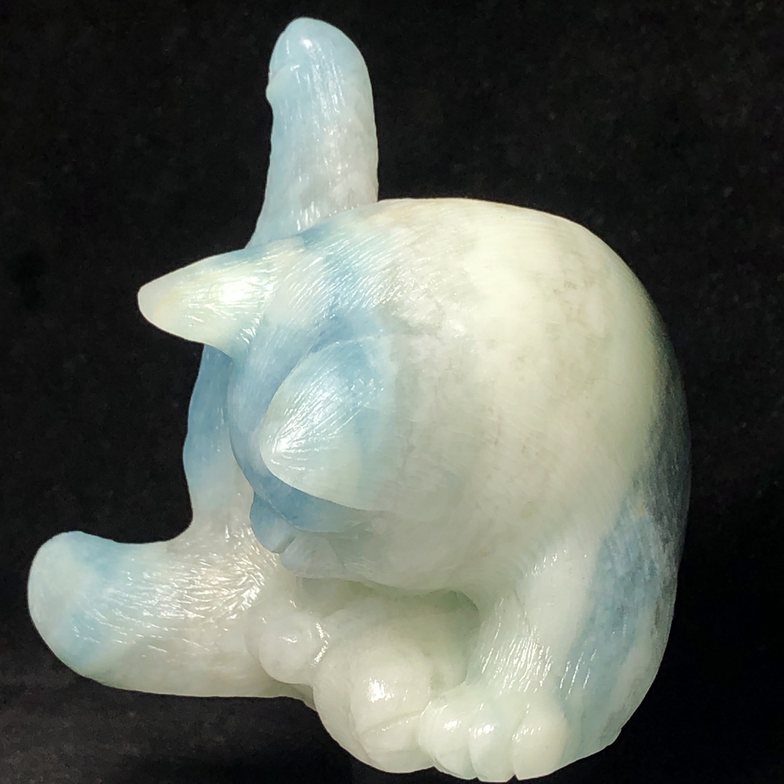 CAT HAND-CARVED NATURAL AMAZON STONE CRYSTAL QUARTZ MINERAL SPECIMEN COLLECTION.