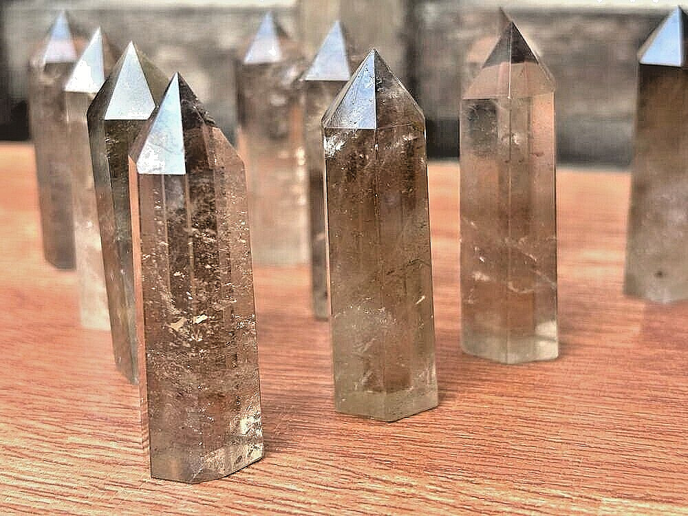 10pcs Bulk 2”+ Natural Smokey Quartz Crystal Point Wand Healing Tower Obelisk