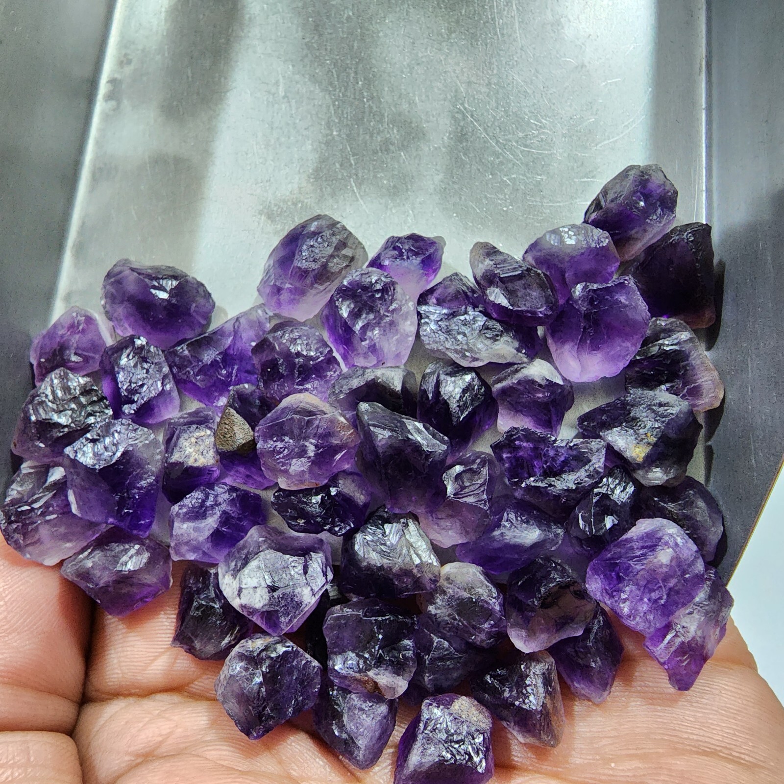 51 Piece Rare Amethyst Raw Crystal Chunks Size 10-17 MM Approx Bulk Lot Amethyst