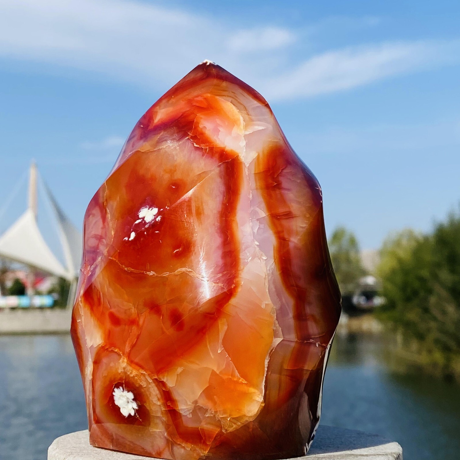 2.74LB Natural Red Agate Flame spiral Quartz Crystal Mineral specimen healing
