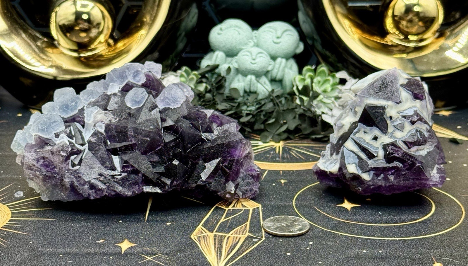 Natural Zhejiang octahedron purple fluorite specimenCrazy Uv Free ship & Gift