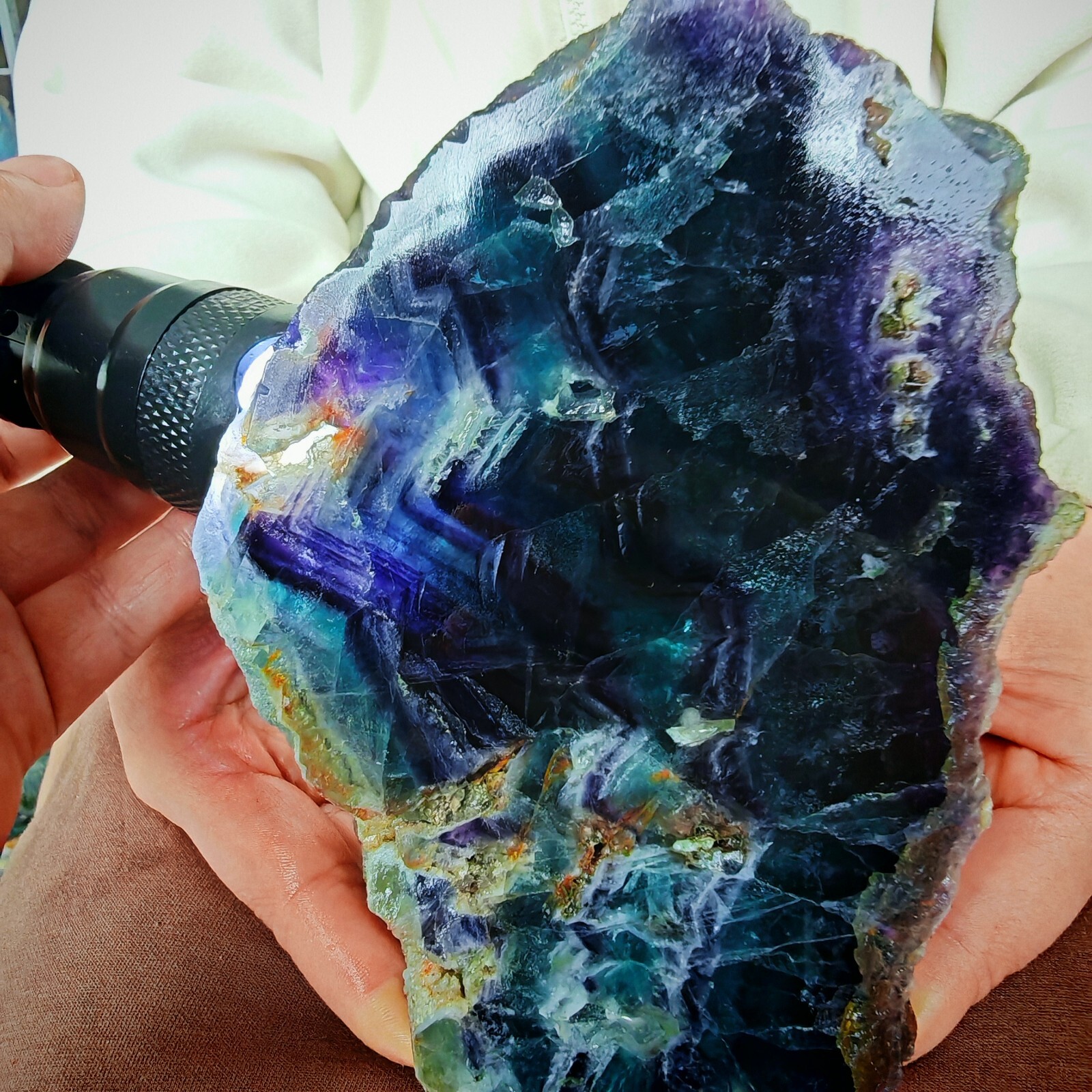 4.356LB Restoration of Natural Colored Fluorite Crystal Specimens 1980g