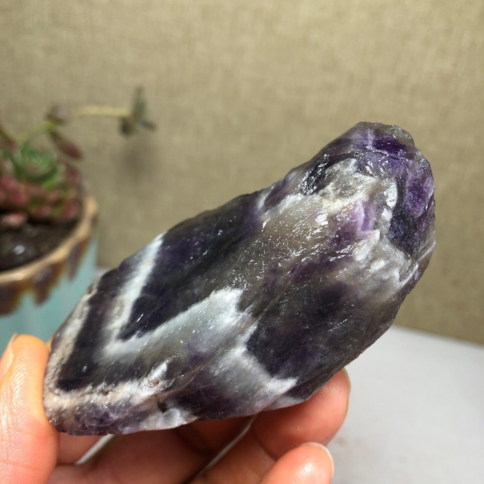 74mm Natural Dream Amethyst gemstone rough Crystal uncut specimens 105g A3818