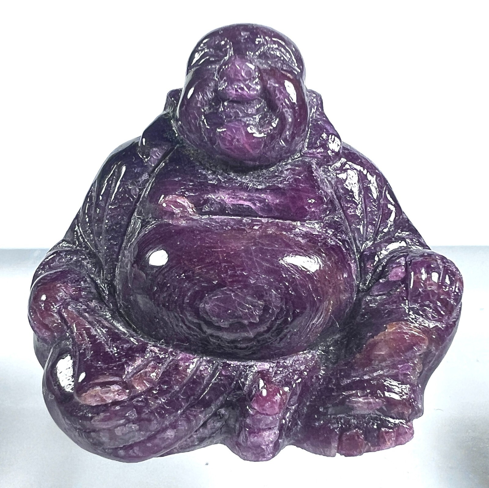 TOTALLY NATURAL REAL RUBY GEMSTONE BUDDHA STATUE CARVING UNHEATED 230 CT.