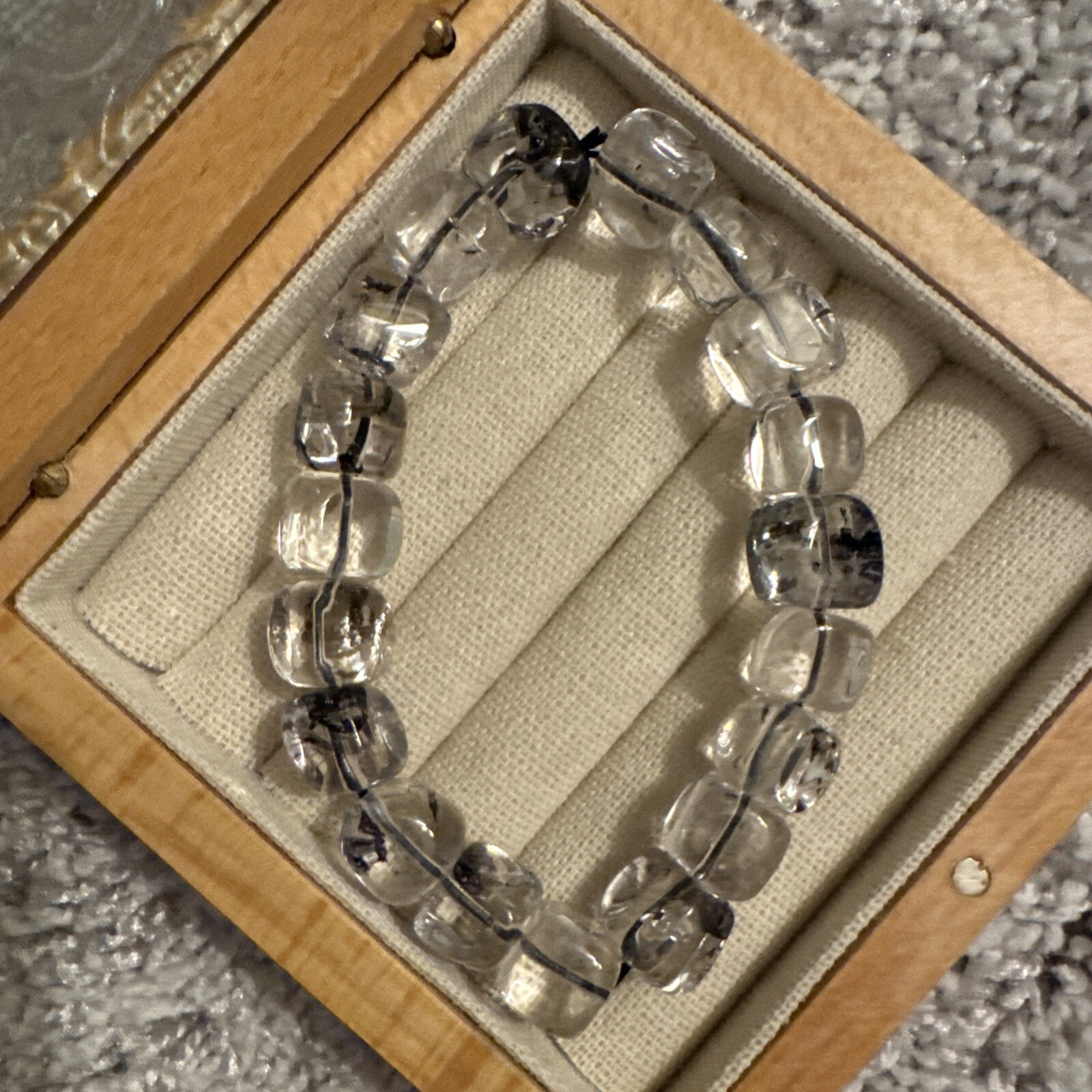 Natural Herkimer diamond quartz crystal Irregular shaped Bracelet 10mm