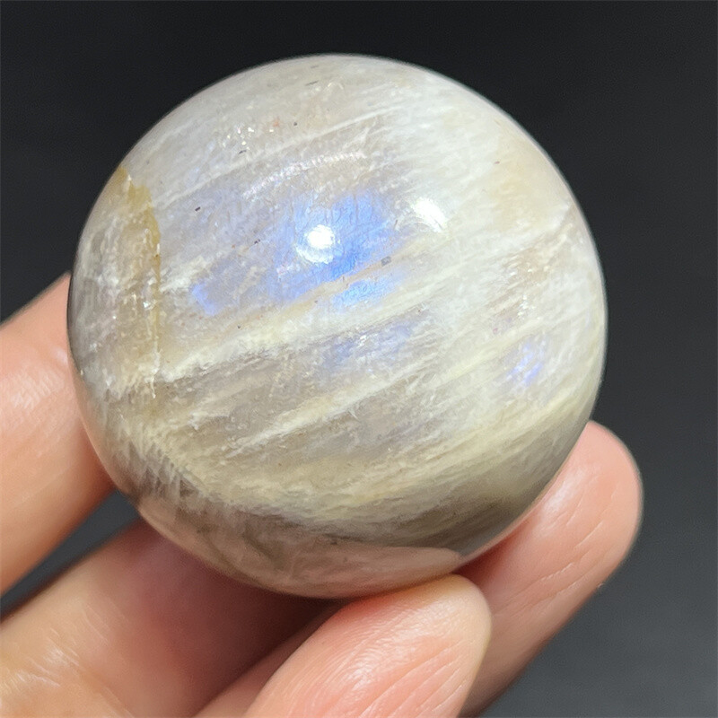 42mm+ Natural Gray moonstone sphere quartz Crystal starlight ball Healing 1pc