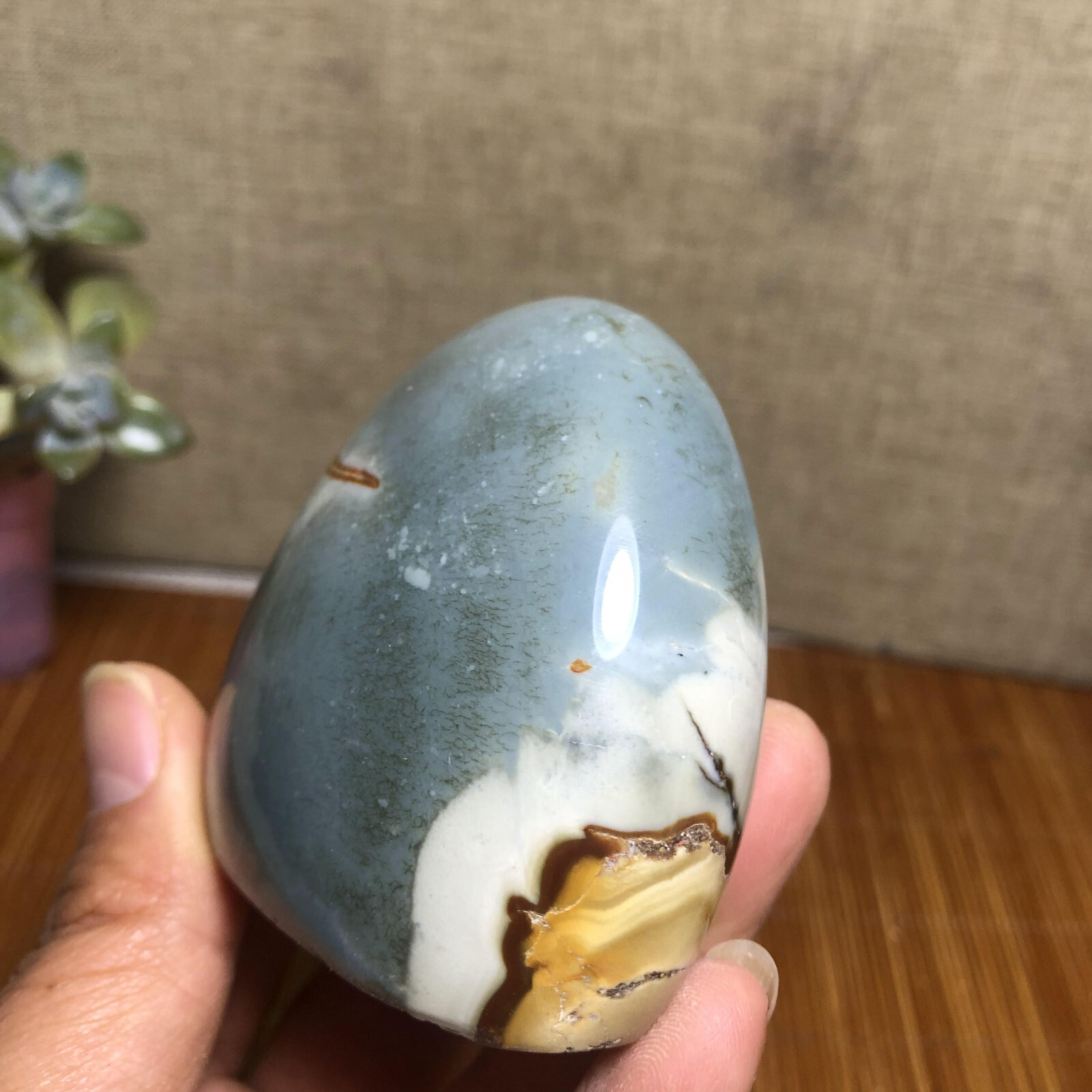 62mm Rare Natural Ocean Jasper polish/rough Crystal free standing 223g g5219