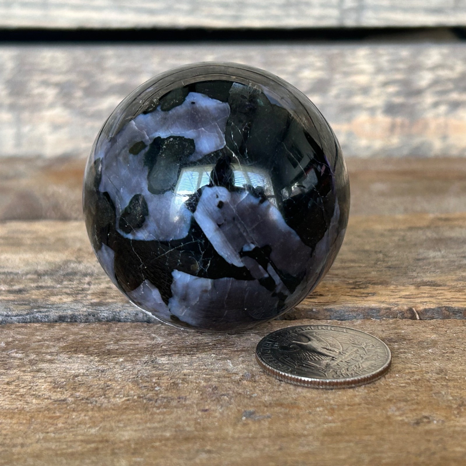 Indigo Gabbro Sphere 50mm Mystic Merlinite Crystal Ball Polished Healing Stone