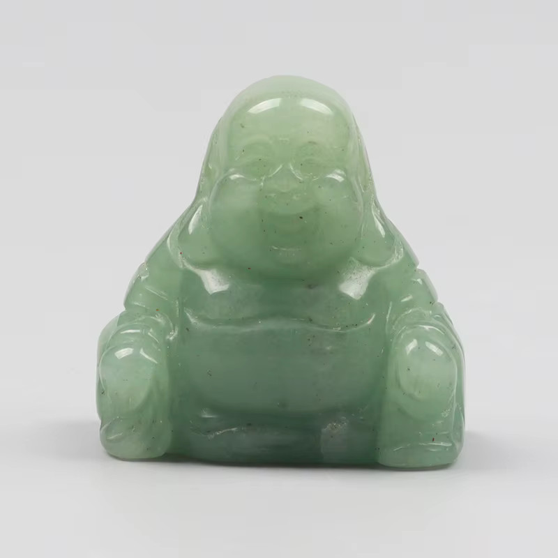 Jade Buddha Figurine 1.5” Hand Carved Natural Green Gemstone Reiki Crystal Hea