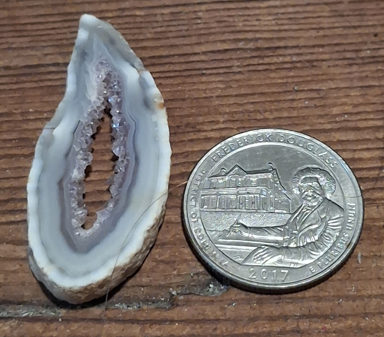 Amethyst Druzy Geode Slice Polished Agate Chalcedony Crystal Specimen 1.75″