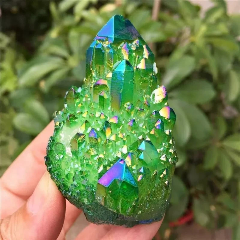 80-100g Rare Green Crystal Cluster Rainbow Quartz Specimen Reiki Home Decor Gift