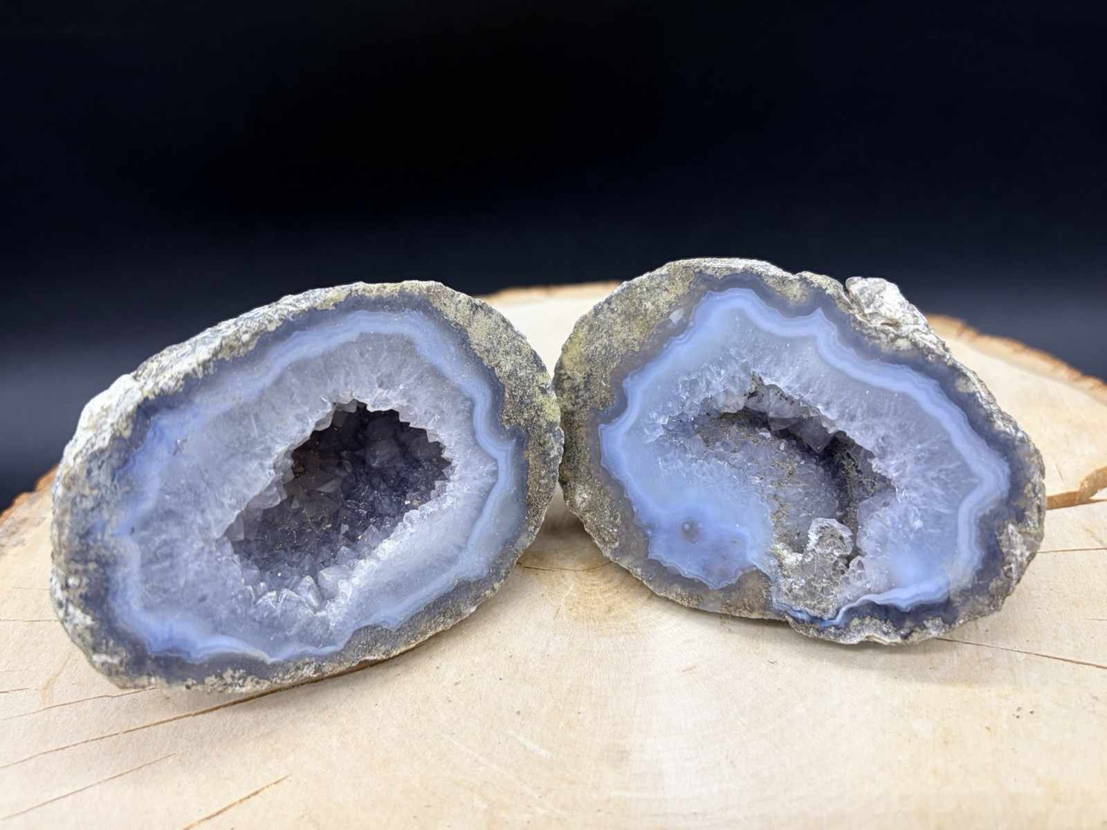 Natural Agate Geode. Polished Brazilian Agate Geode Pair 506g