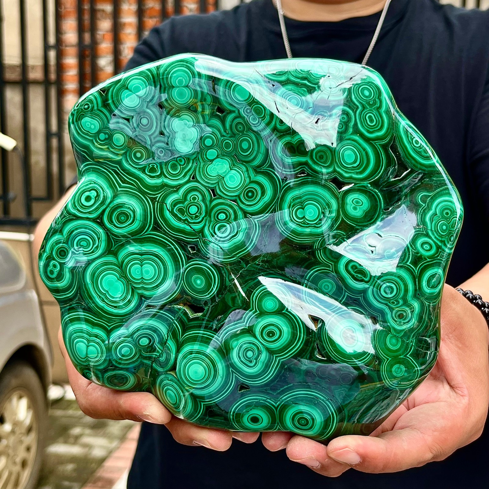 7.19LB Natural glossy Malachite transparent cluster rough mineral sample