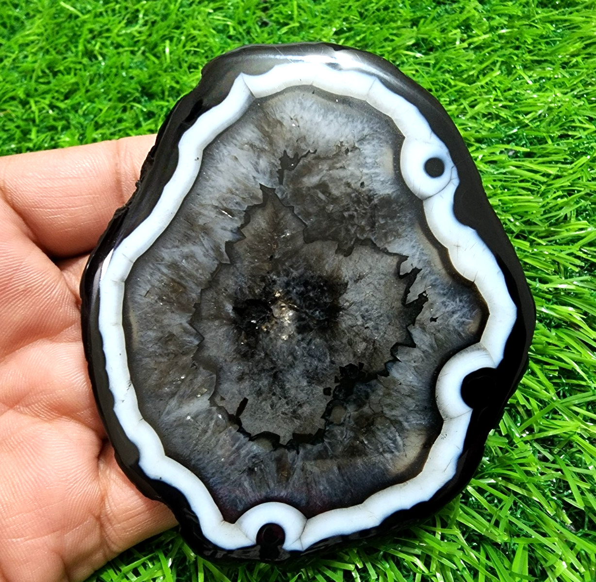 Massive 282ct Slice Agate Druzy Crystal Polished Geode Slab Gemstone For Jewelry