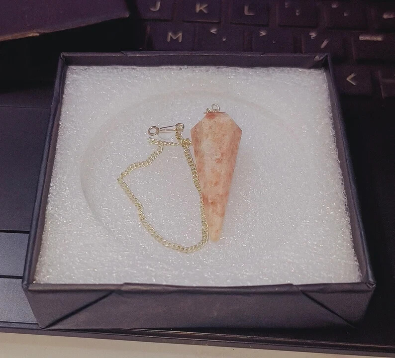 Genuine Sunstone Pendulum, Sunstone Dowsing Pendulum, Crystal Pendulum