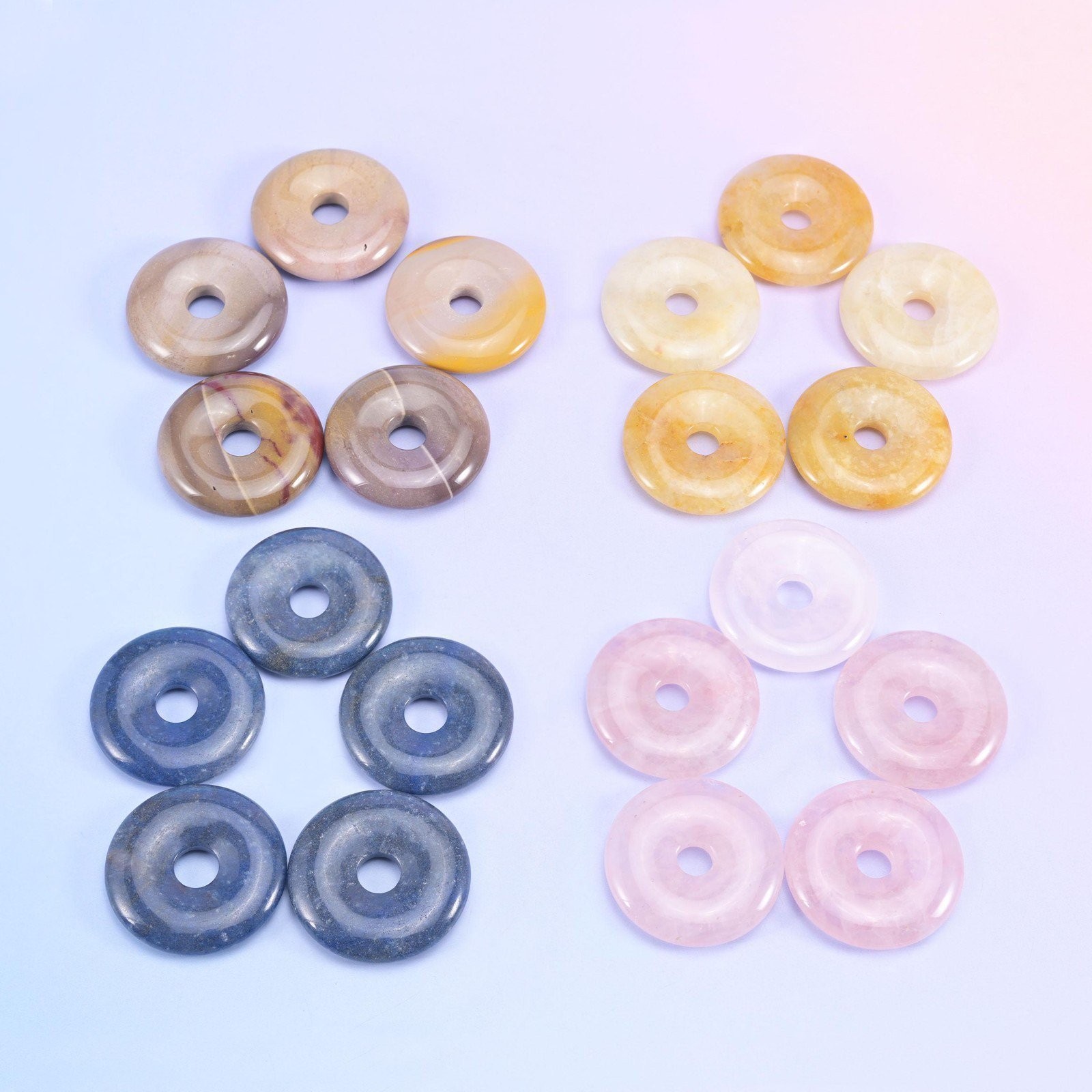 30mm Polished Crystal Donuts DIY Pendant Jewelry Pocket Stone