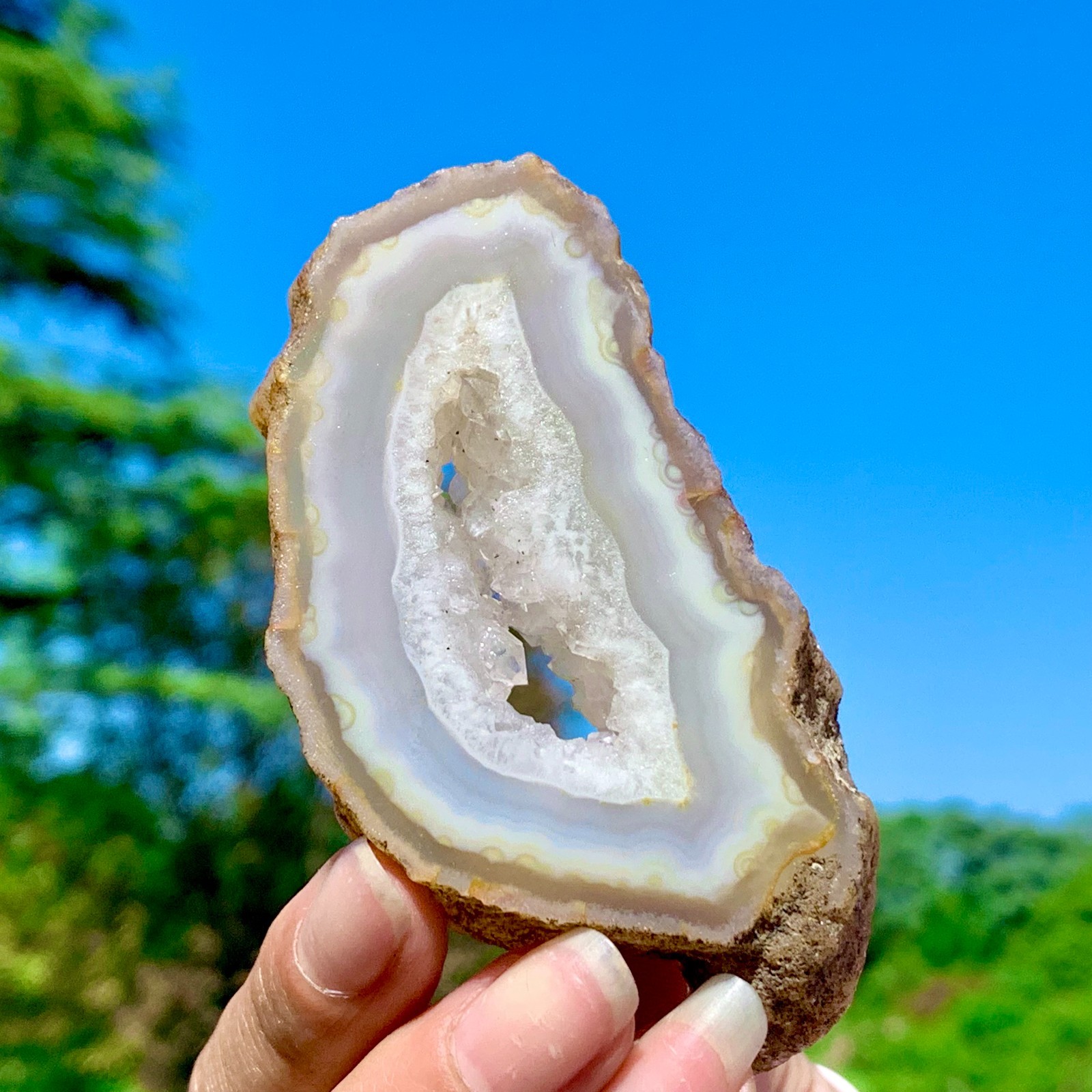 82G AAA Grade Natural Beautiful Yellow Agate Geode Druzy Slice Extra Large Gem