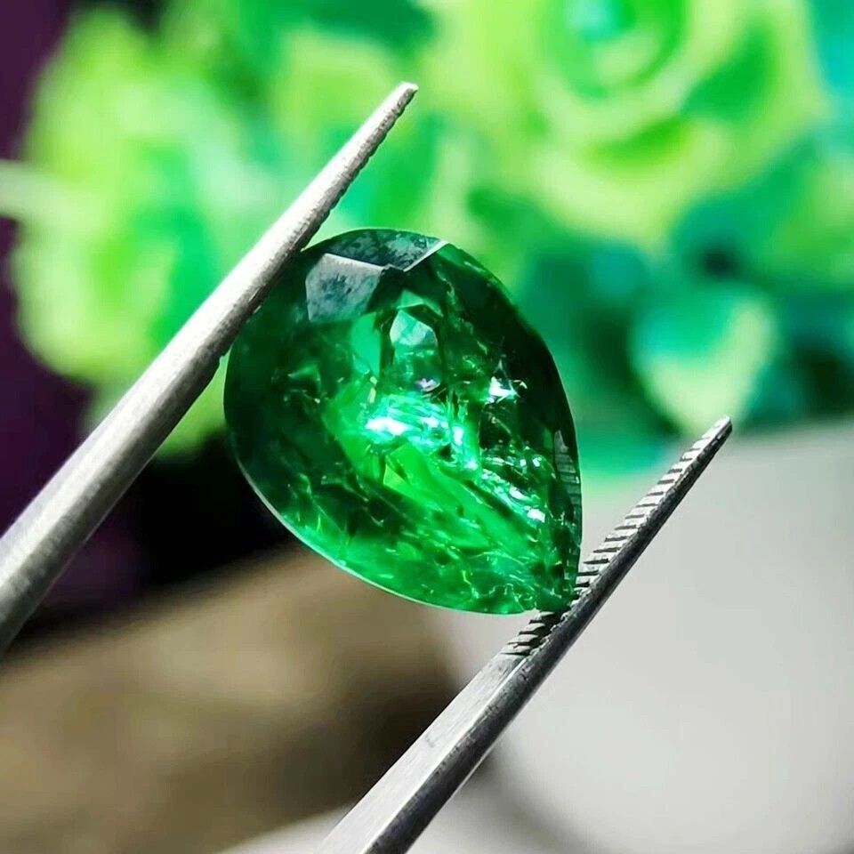 Certified Natural Colombian Green Emerald Pear Cut Loose Gems custom free 10 Ct