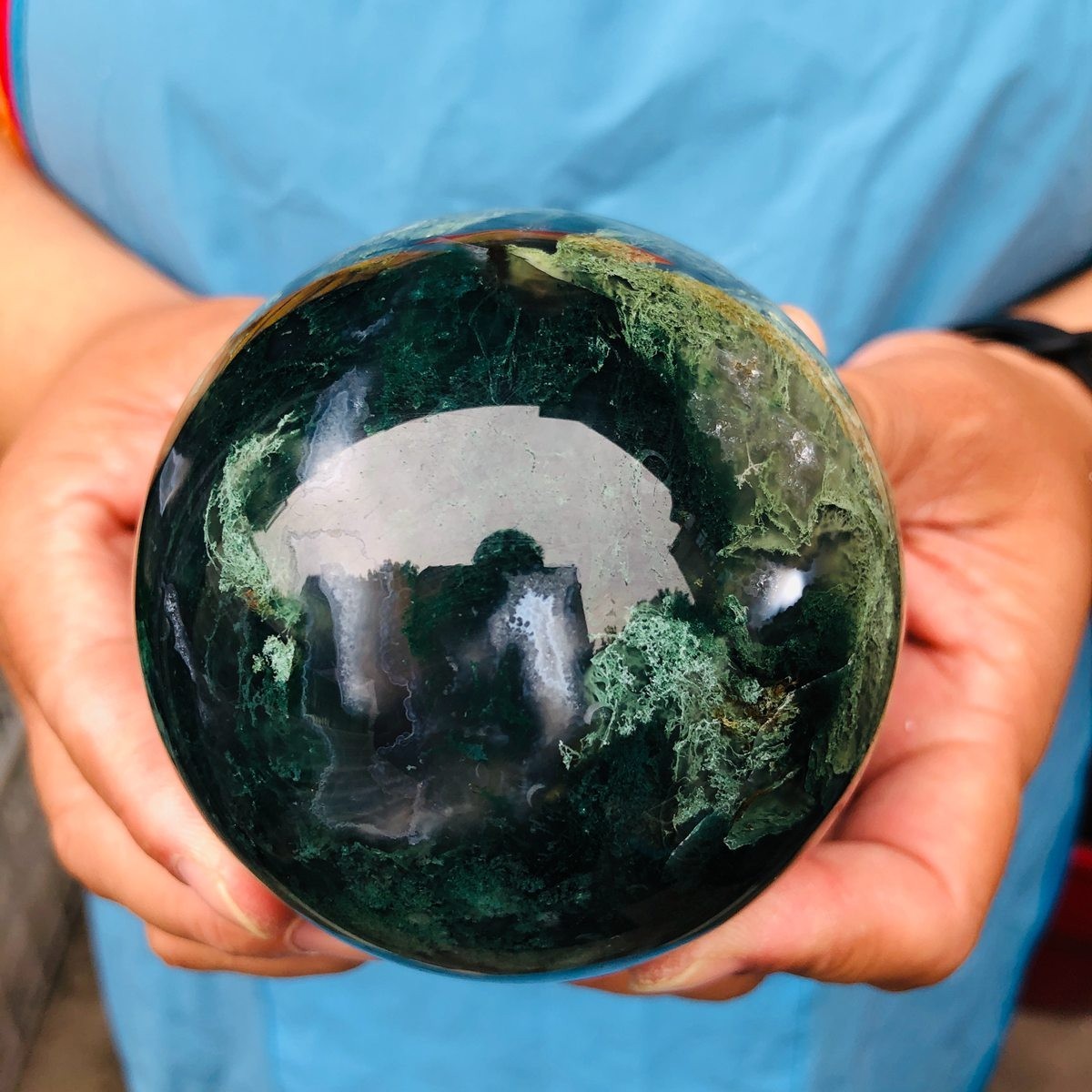 3 pieces 2080g Natural aquatic Agate Ball Quartz Crystal Sphere Healing 2115