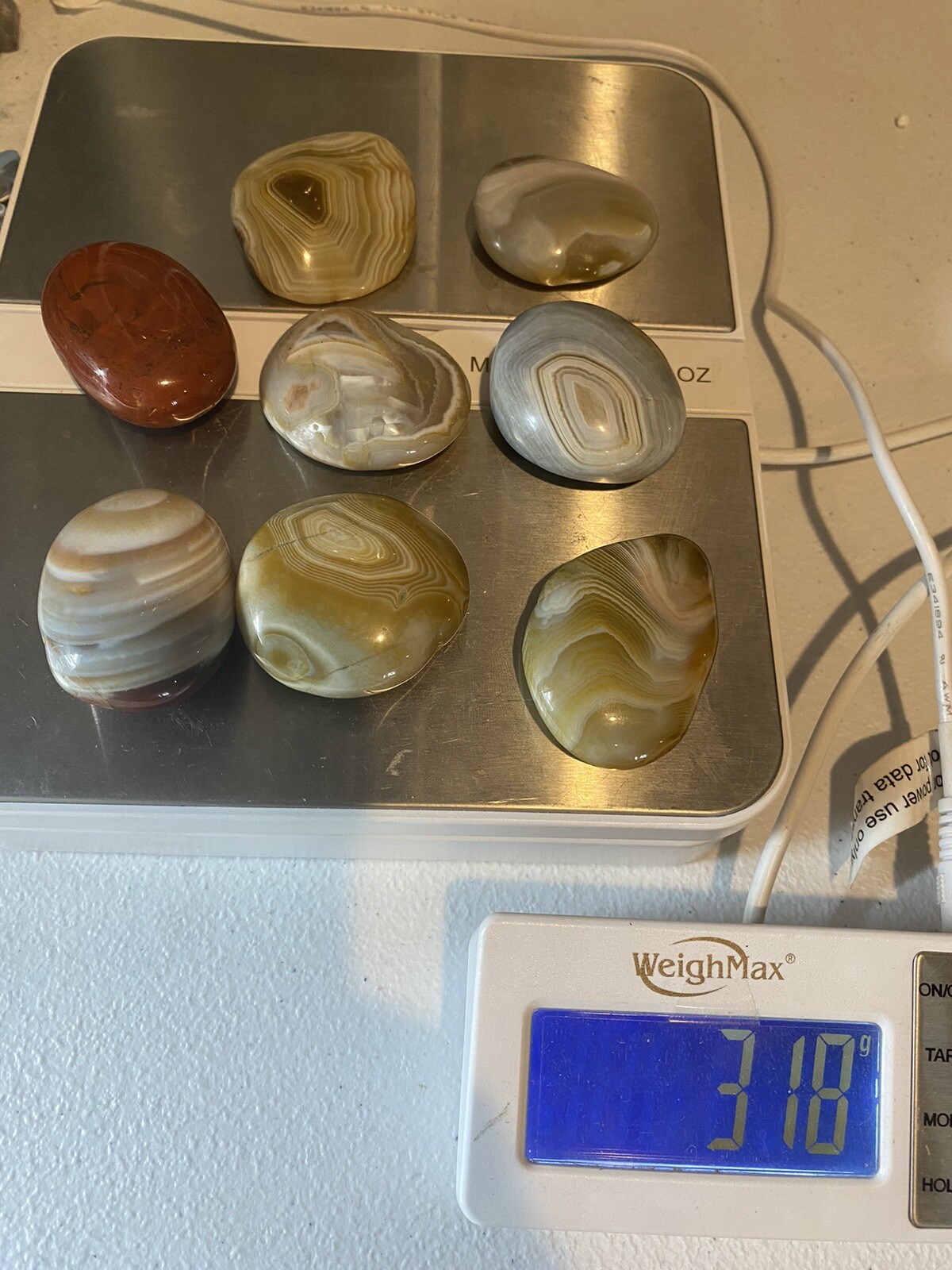 Yuhua Rainflower Agate Stones Set Nanjing China Polished Banded Agates in Box