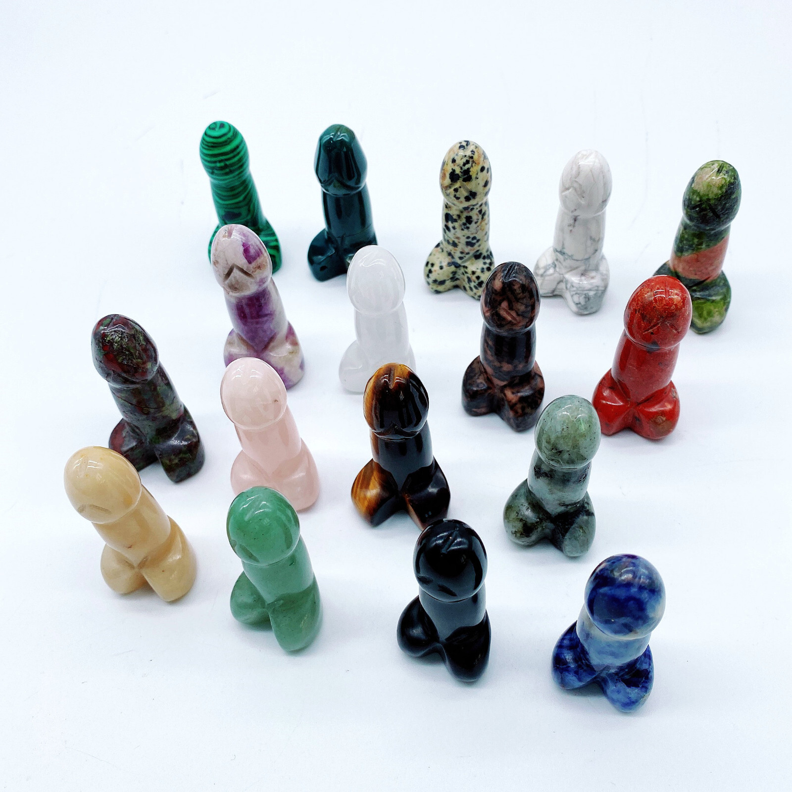 10pc Natural Mixed material Penis palm Reiki Crystal Quartz Healing Decorate