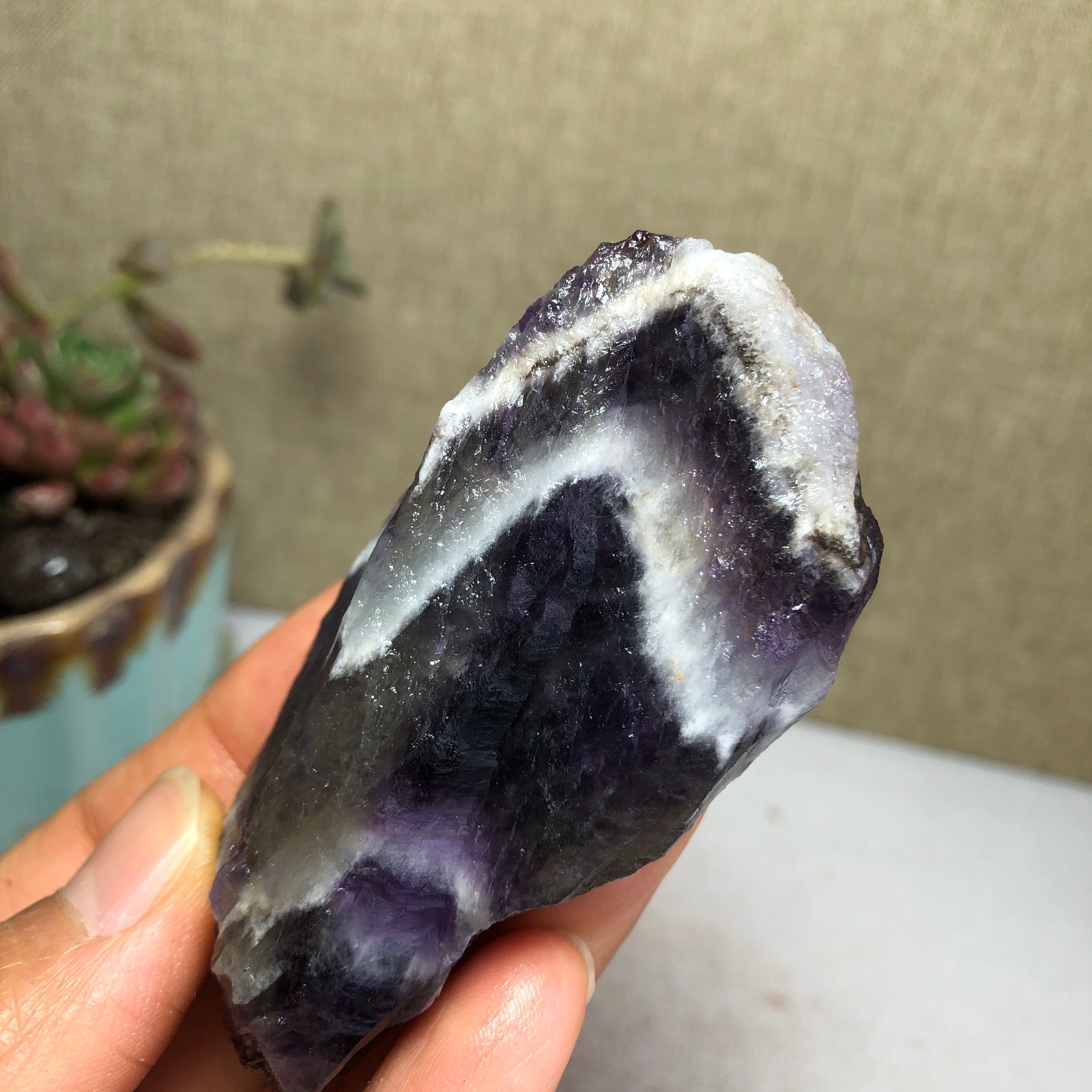 74mm Natural Dream Amethyst gemstone rough Crystal uncut specimens 105g A3818