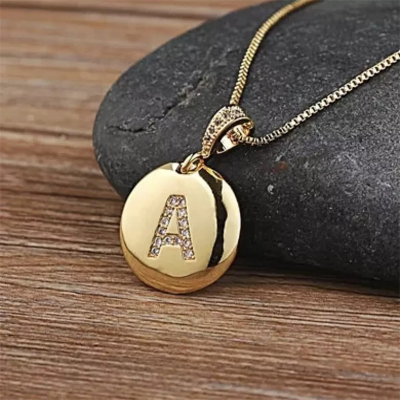 Women’s Fashion Jewelry Gold CZ Letter Initial Pendant Necklace