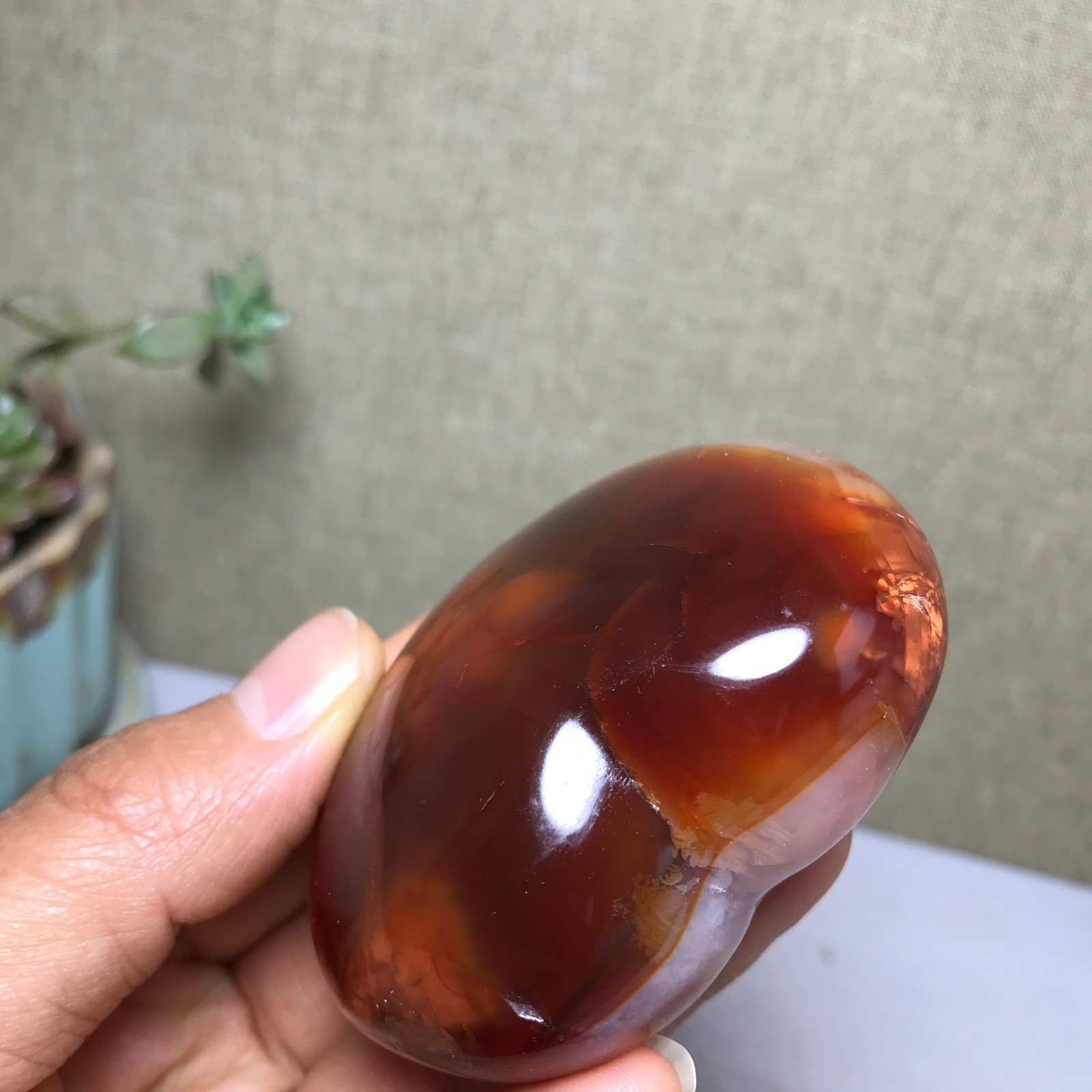 NATURAL red agate heart shaped Hand carved polished Crystal specimen 163g A4102